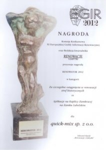 Aktualno������������������������������������������������������ci - Nagroda  RENOWATOR 2012 dla QUICK-MIX